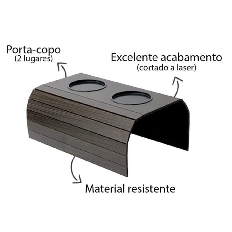 Porta Copos Sofá Bandeja Flexível De MDF